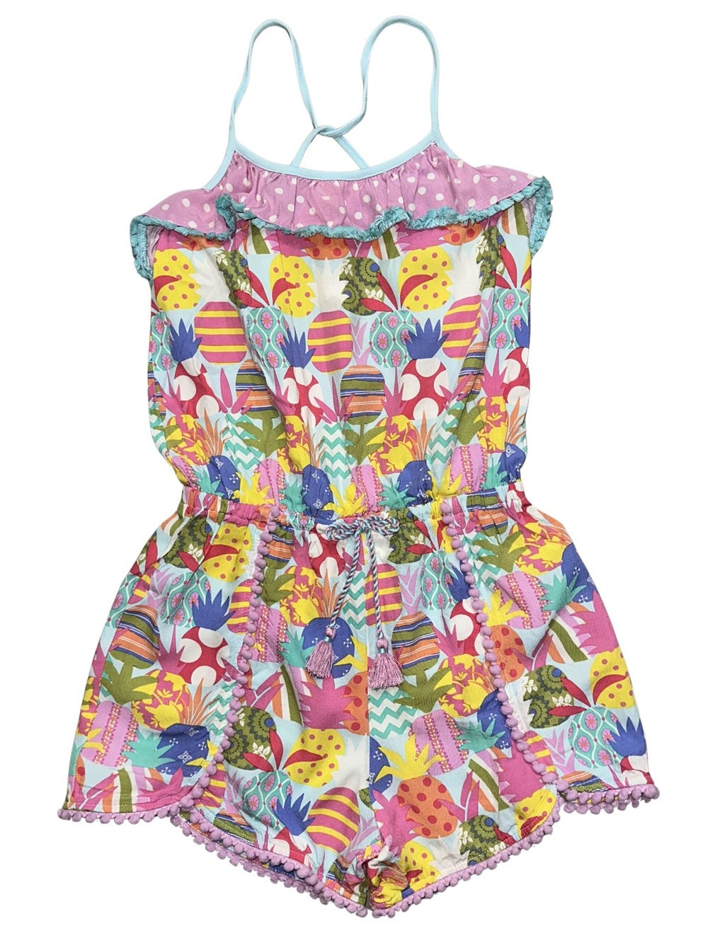 Matilda Jane Pineapple Summer Romper Jumpsuit Bright Colors Girls Size 10